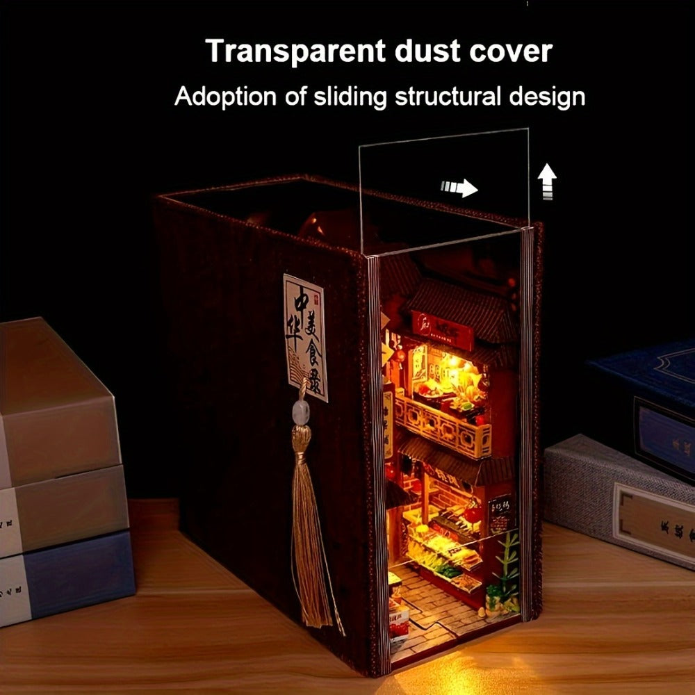 Chinese Food Street Book Nook Kit with 3D Wooden Puzzle Scene