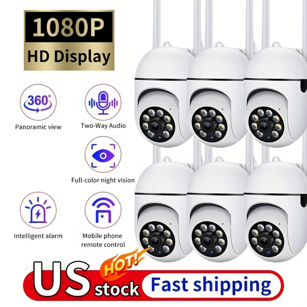 6-Pack Indoor Security Camera 1080P Full HD, 355° Pan Tilt, Night Vision, Two-Way Audio, Motion Detection, WiFi, USB Powered, App Control – Home Security System
