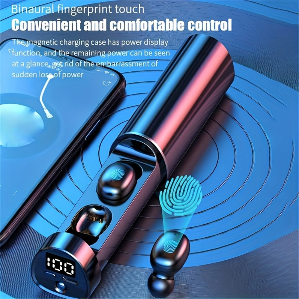 Wireless Earbuds with Built-In Torchlight Hi-Fi Sound Touch Control Mic Sound Isolation USB Rechargeable Case for Gaming Outdoor Sports Running All Smartphones