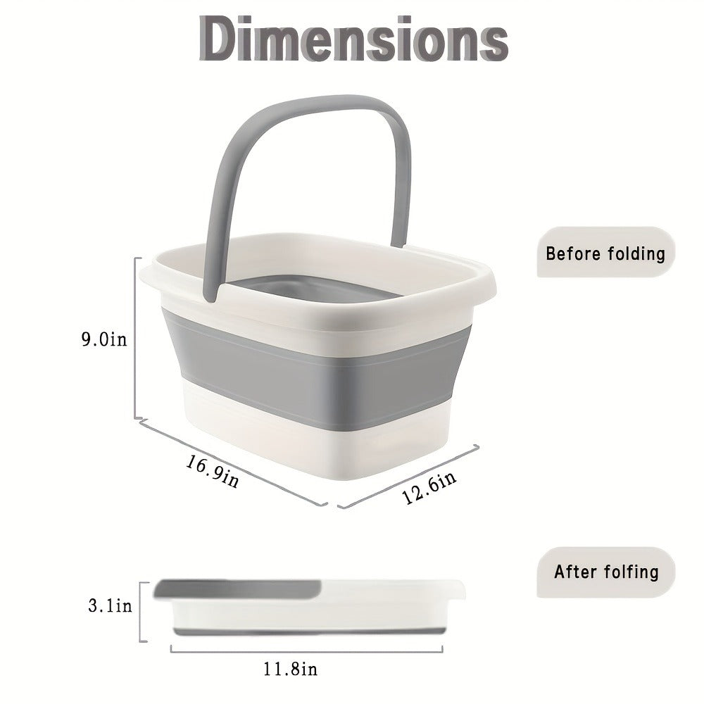 Foldable Foot Bath Tub Collapsible Foot Soak Basin 3.96 Gallon with Carry Handle Portable Pedicure Soaking Tub Space-Saving Easy Clean for Home Spa Salon Travel Green Pink