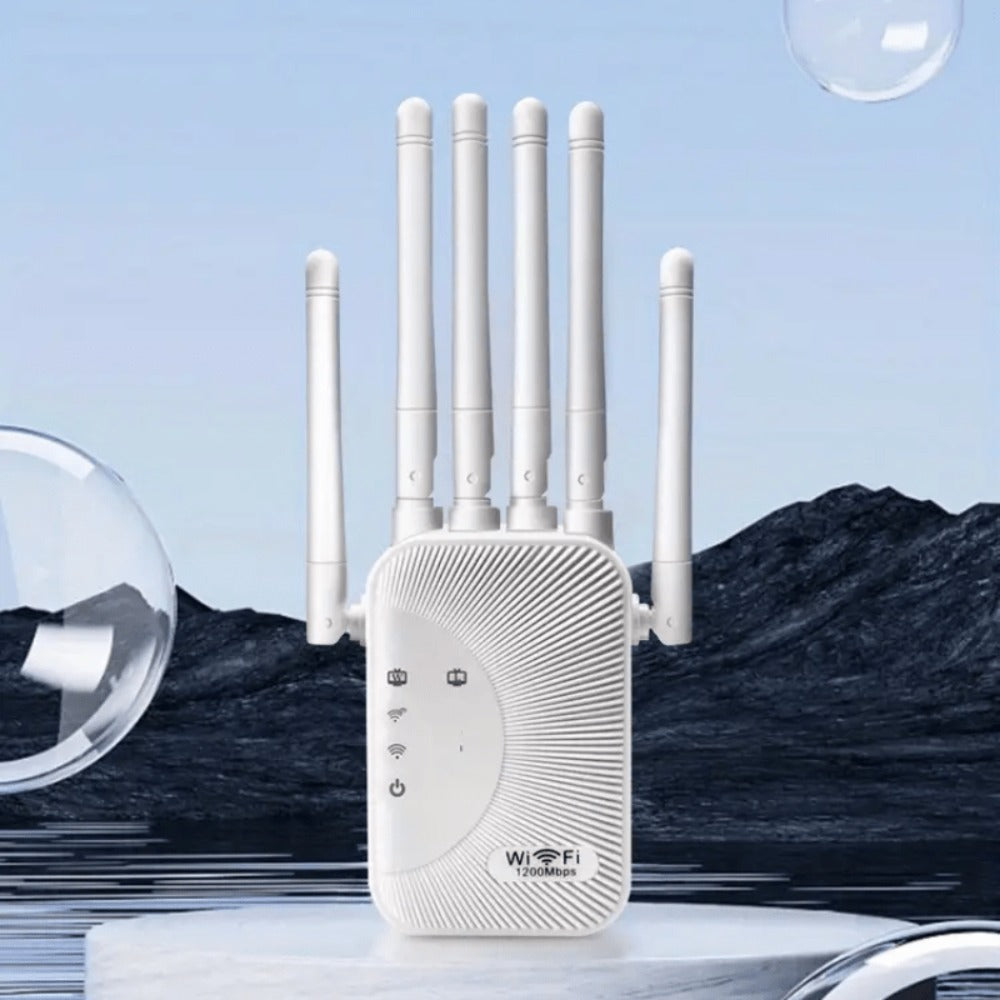 Ourlife WiFi Extender 11000 Sq Ft 6-Antenna 360° - 2.4GHz Signal Enhancer with Ethernet Port, Plug and Play, for Home Shopping Mall Coffee Shop Hotel Large Area Coverage