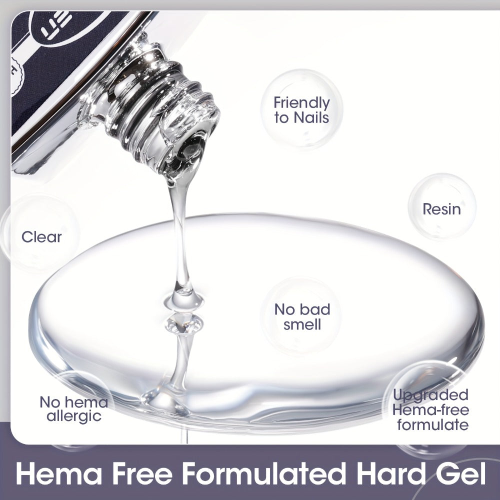 Clear Builder Gel HEMA-Free 5-in-1 2pcs 1.35oz — Nail Extension Strengthener Apex Construction Art Sealing & Repair | Soak-Off UV LED 28+ Days Chip-Proof Wear for Sensitive Skin Salon & Home Use