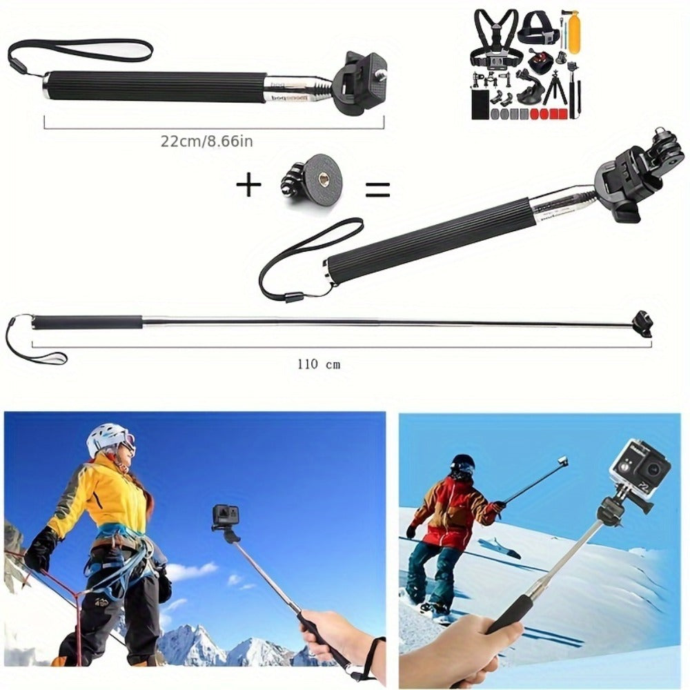 21-in-1 Action Camera Accessory Kit for GoPro Hero 12 11 10 9 8 7 6 5 4, Session, Fusion, Insta360, DJI, SJCAM, AKASO & More | Complete Mounting & Accessories Bundle