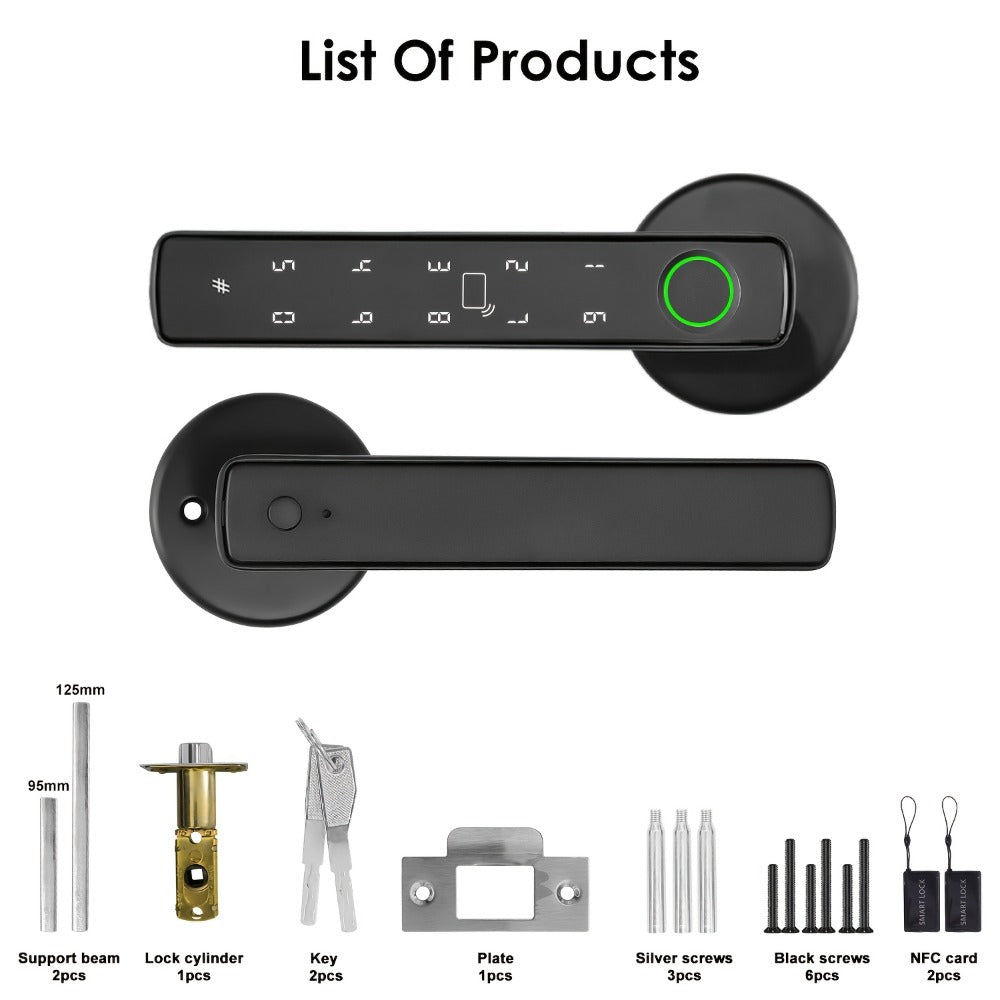NFC Smart Deadbolt Lock 5-in-1 with Fingerprint, Password, App & Alexa - NFC Tap Keyless Entry for Home & Apartment, Single & Double Row, Keys Included, Easy DIY Install