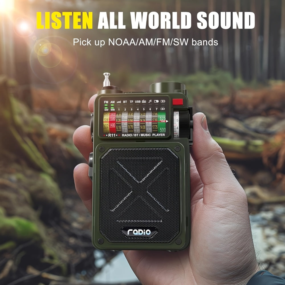 Digital Shortwave Emergency Radio 4000mAh Solar Hand Crank, AM/FM/SW/NOAA Weather Alert, 5W Speaker, SOS Alarm, LED Flashlight, SD Card & USB MP3 Player, Winter Storm Survival Gear for Home & Outdoor