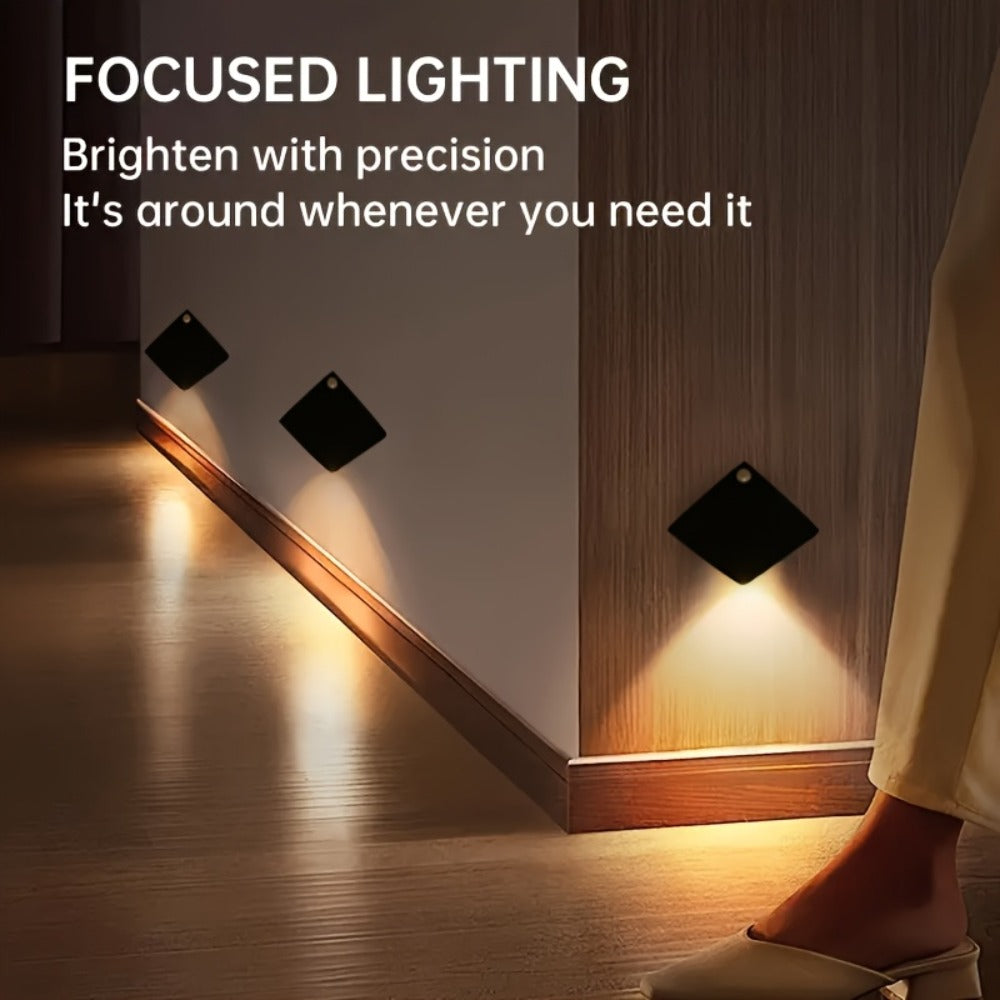 Magnetic LED Motion Sensor Wall Light USB Rechargeable – Wireless Night Light for Hallway, Stairs, Bedroom & Kitchen in White or Warm Light (1, 2 or 4 Pack)