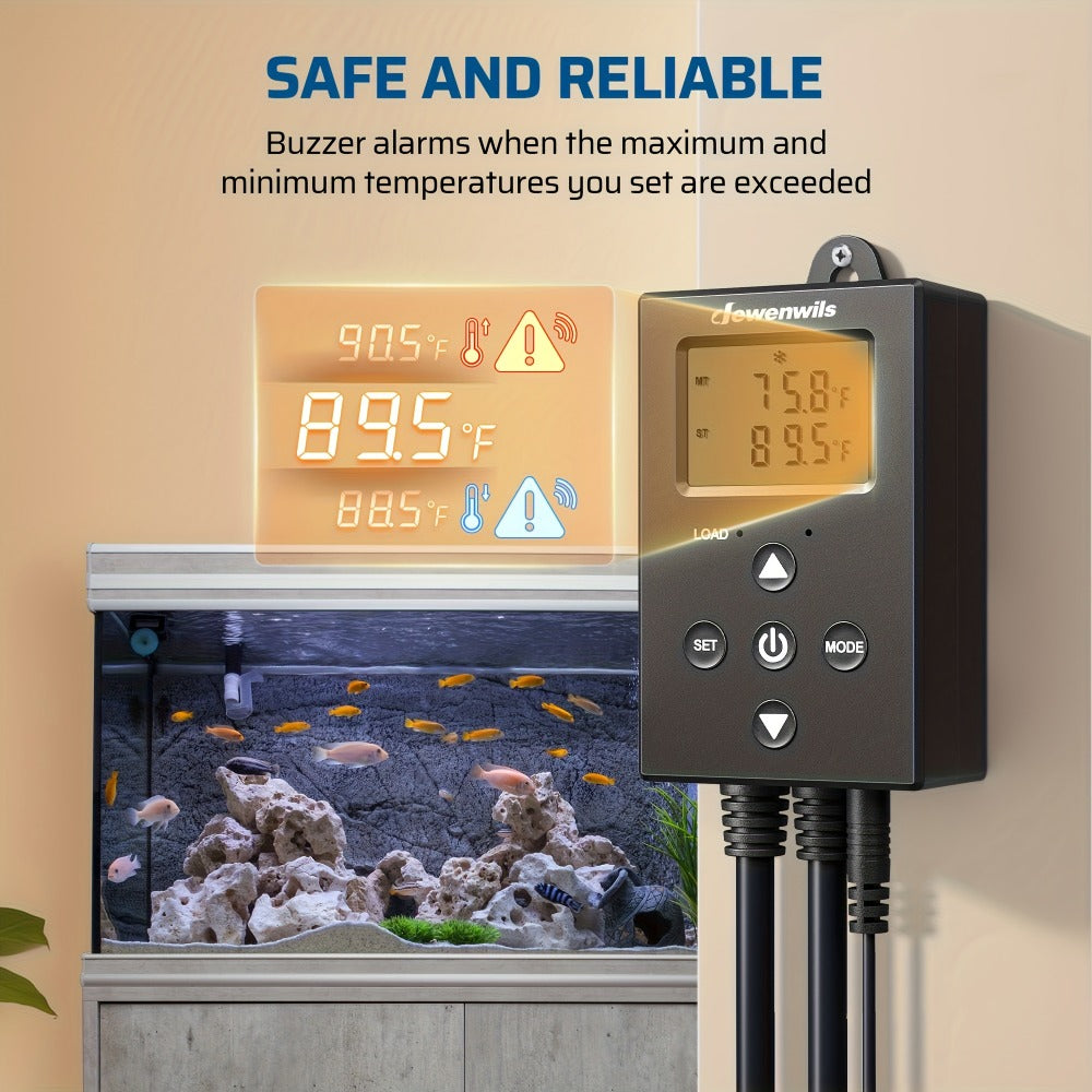 Digital Temperature Controller Thermostat Outlet Heating Cooling Mode 14°F-140°F LCD Display Buzzer Alarm 120V 10A 1200W for Freezer Greenhouse Reptile Aquarium Incubator Home Brewing