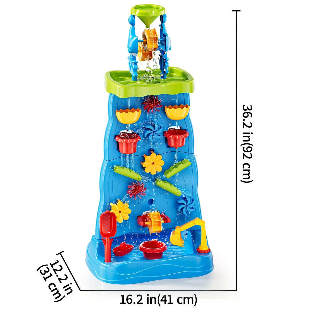 Kids Water and Sand Play Table with Double-Sided Waterfall and Beach Zone