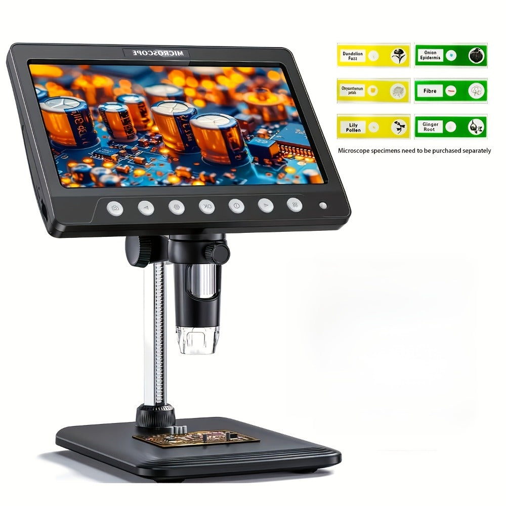 1200X Digital Microscope 7-Inch IPS Screen – WINWEND USB Coin & Soldering Microscope with 8 Adjustable LED Lights, HD Display for Coin Inspection, PCB Repair, Science & Windows Compatible