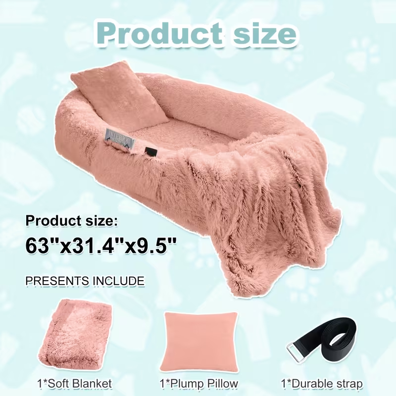 Human Dog Bed with Washable Faux Fur Cover in Two Size Options for People and Pets