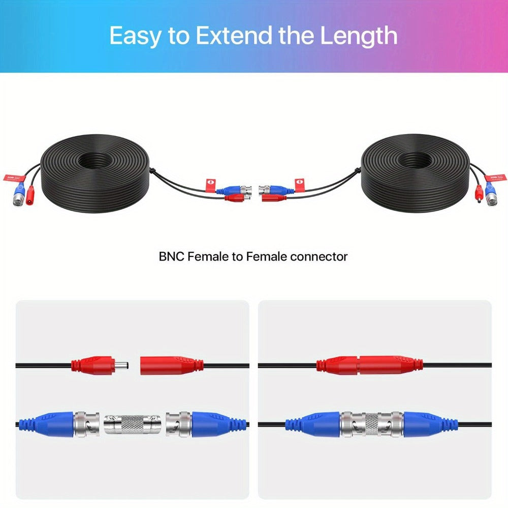 CCTV BNC Cable 4-Pack 100ft 30M, ZOSI Video Power 2-in-1 Security Camera Cable with BNC Connector and DC Plug, 100% Pure Copper, Plug and Play for DVR Security Surveillance System, Black