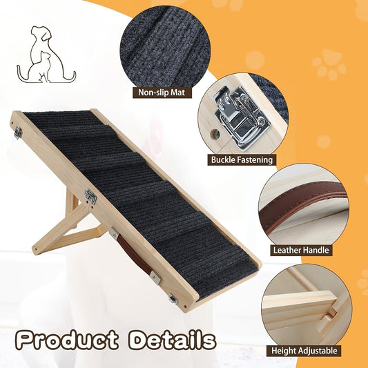 Foldable Dog Ramp for Couch & Bed, 32 Inch, Adjustable Height 13–21 Inches