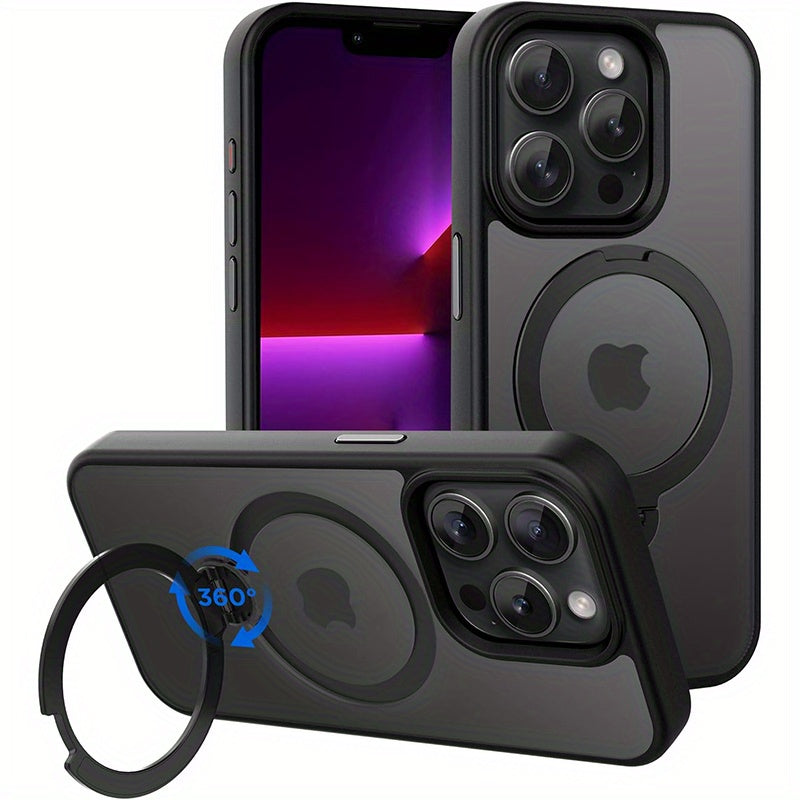 MagSafe Ring Stand iPhone Mount 360 Rotating Wireless Charging Desktop Stand Car Phone Holder for iPhone 16 Pro Max 16 Pro 16 Plus 16 15 Pro Max 15 Pro 15 Plus 15 14 Pro Max 14 Pro 14 Plus 14 13 Pro Max 13 Pro 13 12 Pro Max 12 Pro 12