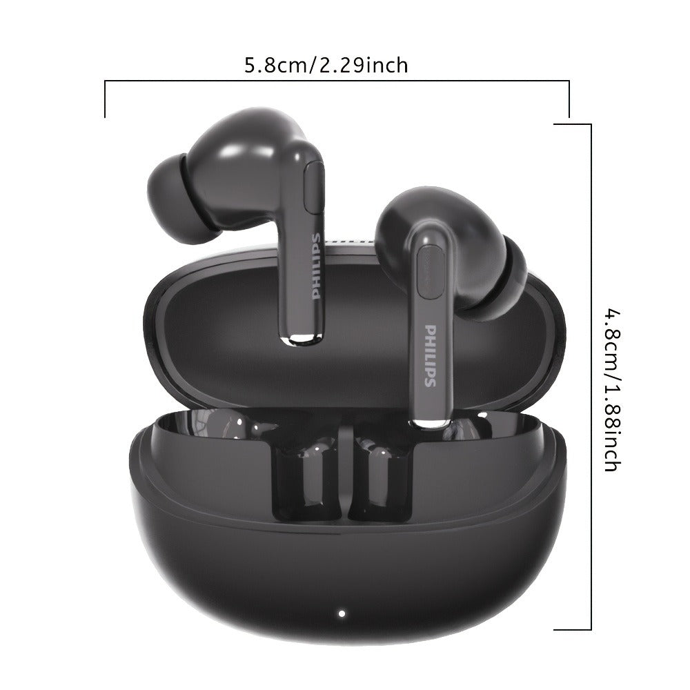 Philips Bluetooth 6.0 Semi-Open Back Wireless Earbuds, Ultra-Long Battery Life Noise Cancelling Rechargeable Lithium, Comfortable Sleek Design for Sports Gaming Universal Phone Compatible iPhone Android