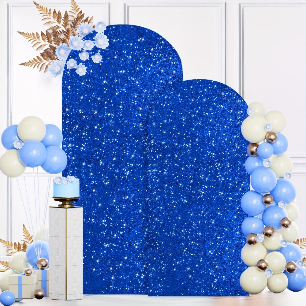 Glitter Sequin Arch Cover 2 Set 6Ft & 7.2Ft Metallic Spandex Payette Panel Wedding Arch Backdrop Cover for Wedding Ceremony, Birthday Party, Bridal Shower & Event Decoration