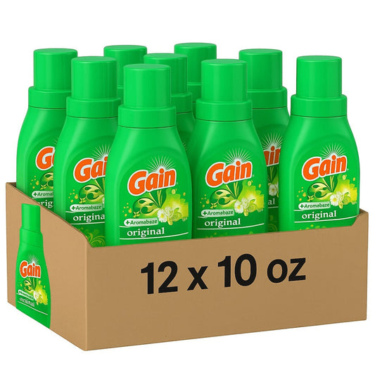 Liquid Laundry Detergent by Gain Aroma Boost, Original Scent, 12-Pack of 10 fl oz Bottles
