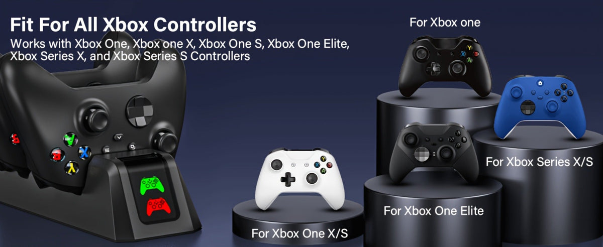 Xbox Controller Charging Station with 2-Pack 4800mWh Rechargeable Batteries & 4 Battery Covers for Xbox Series X|S, Xbox One S/X/Elite – Dual Charging Dock for Xbox Controllers