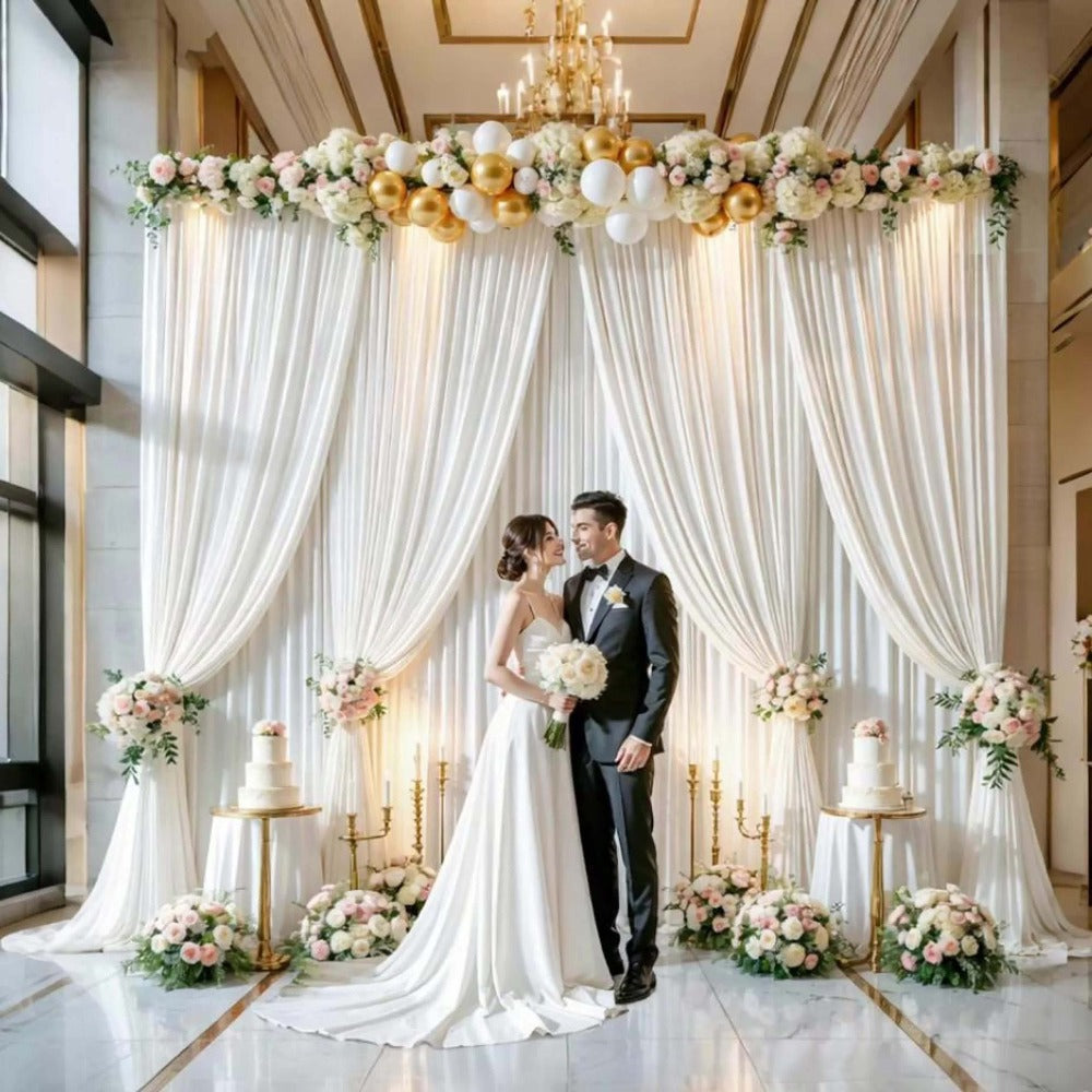 4-Pack 5x10ft Elegant Spandex Photography Backdrop | Wear-Resistant, Wrinkle-Free, Soft & Opaque Party Decoration Banners for Weddings, Birthdays, Stages, Exhibitions & Events