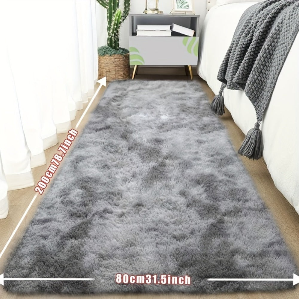 Tie-Dye Plush Fluffy Mat Absorbent Non-Slip – Luxury Soft Bathroom Rug for Living Room & Bedroom, Modern Home Decor Floor Mat, 31.5x78.7 in – Light Grey, Dark Gray, Light Pink, Black