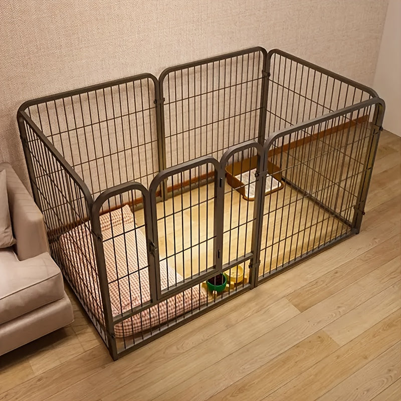 Indoor Dog Enclosure Stainless Steel Multi-Functional Playpen with Resting Play & Potty Training Areas - Flexible Modular Design for Small Medium Dogs Easy Assembly Pet Playpen