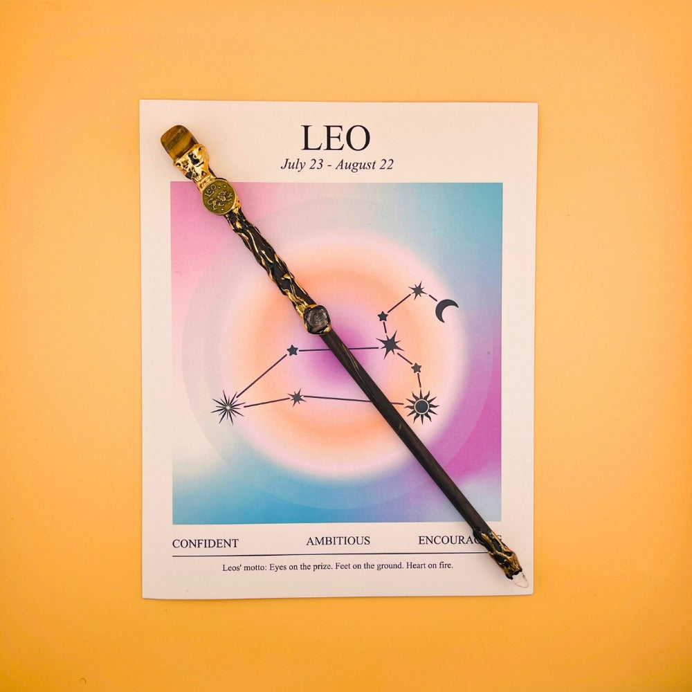 Zodiac Crystal Magic Wand Handmade with Gift Box – All 12 Signs Cosplay Scepter Witch Wand for Halloween, Christmas, Valentine's Day & Birthday Gift, Astrology Lover Gift for Her