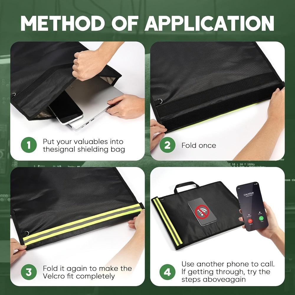 Faraday Bag Signal Blocking Pouch with Reflective Strips – EMP Protection Anti-Tracking Anti-Theft Sleeve for Laptop, Tablet, Smartphone & Car Key Fob