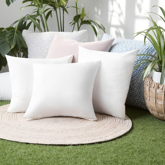 Pillow Inserts with Woven Fabric Covers, White Square and Rectangular Size Options