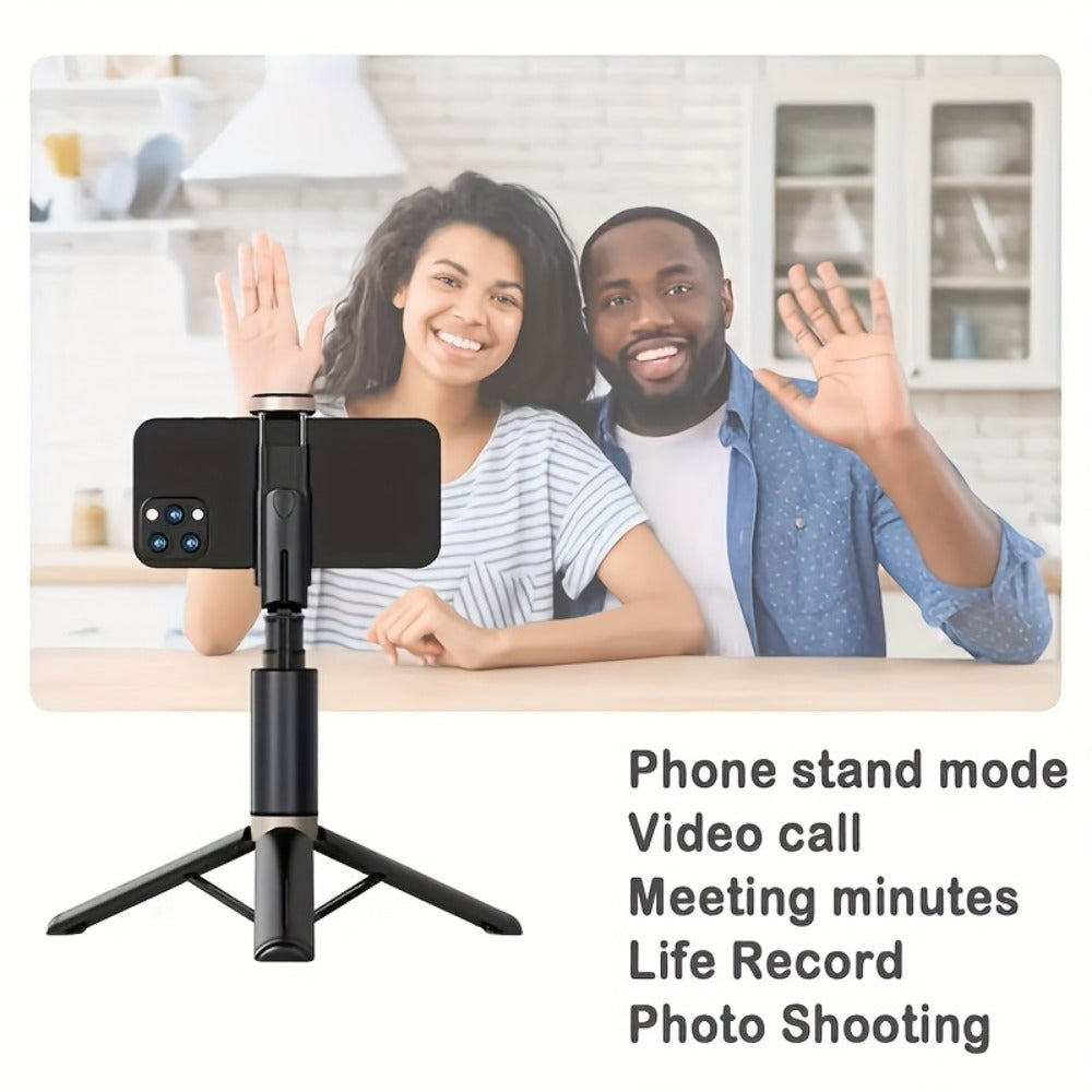 Floor Standing Phone Tripod 68 Inch with Built-In Selfie Stick Arm Anti-Shake Base 360° Rotation & Bluetooth Wireless Remote – Retractable Portable Stand for Travel Vlogging Live Streaming iPhone Android