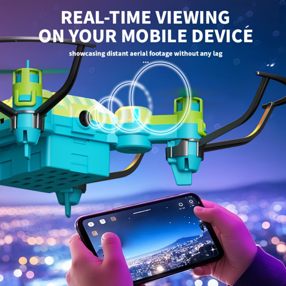 Watch Case Mini Drone for Kids with 2 Rechargeable Batteries – RC Quadcopter Stable Hover Indoor Outdoor Beginner Flying Toy Gift for Boys Girls Birthday Christmas Halloween Blue Green Black