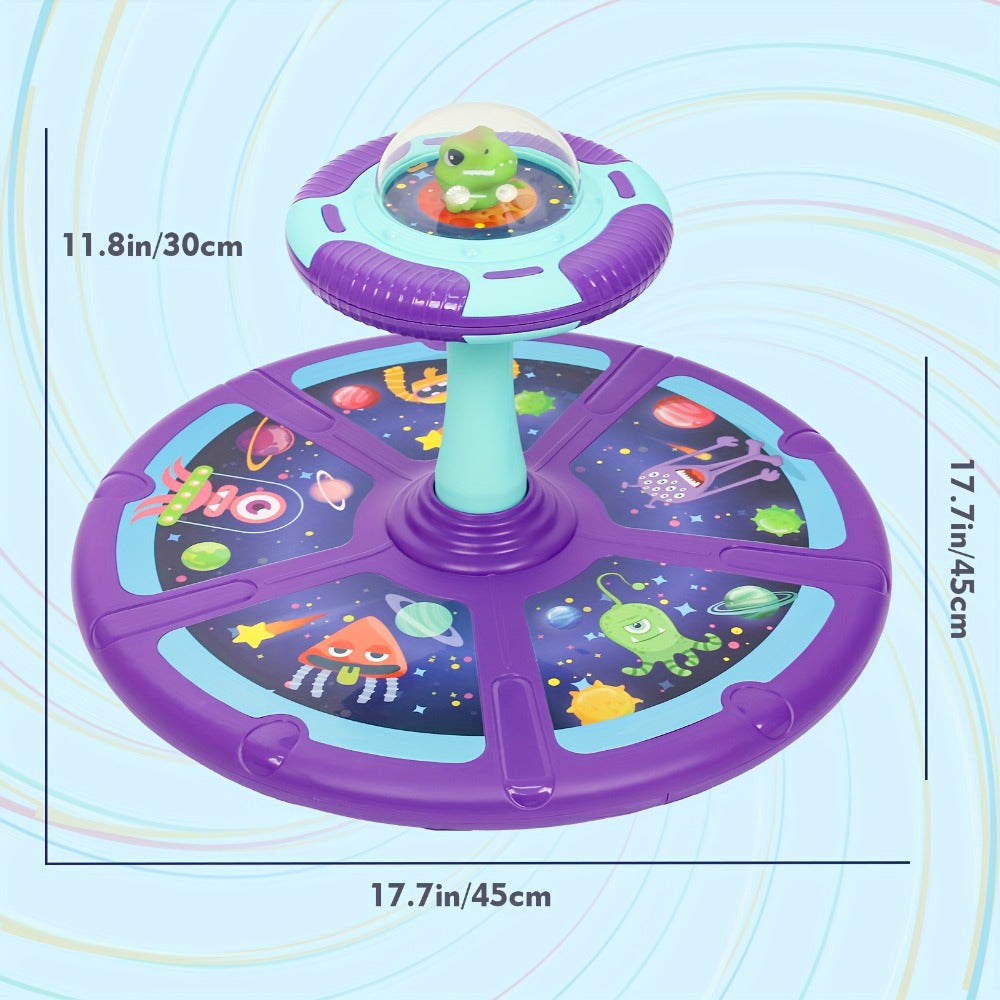 Dinosaur Sit and Spin Toy for Toddlers with Music & LED Flash Lights – 360° Spinning Seat Interactive Sensory Toy for Kids 18 Months+, Indoor Balance & Coordination Toy, Christmas & Birthday Gift