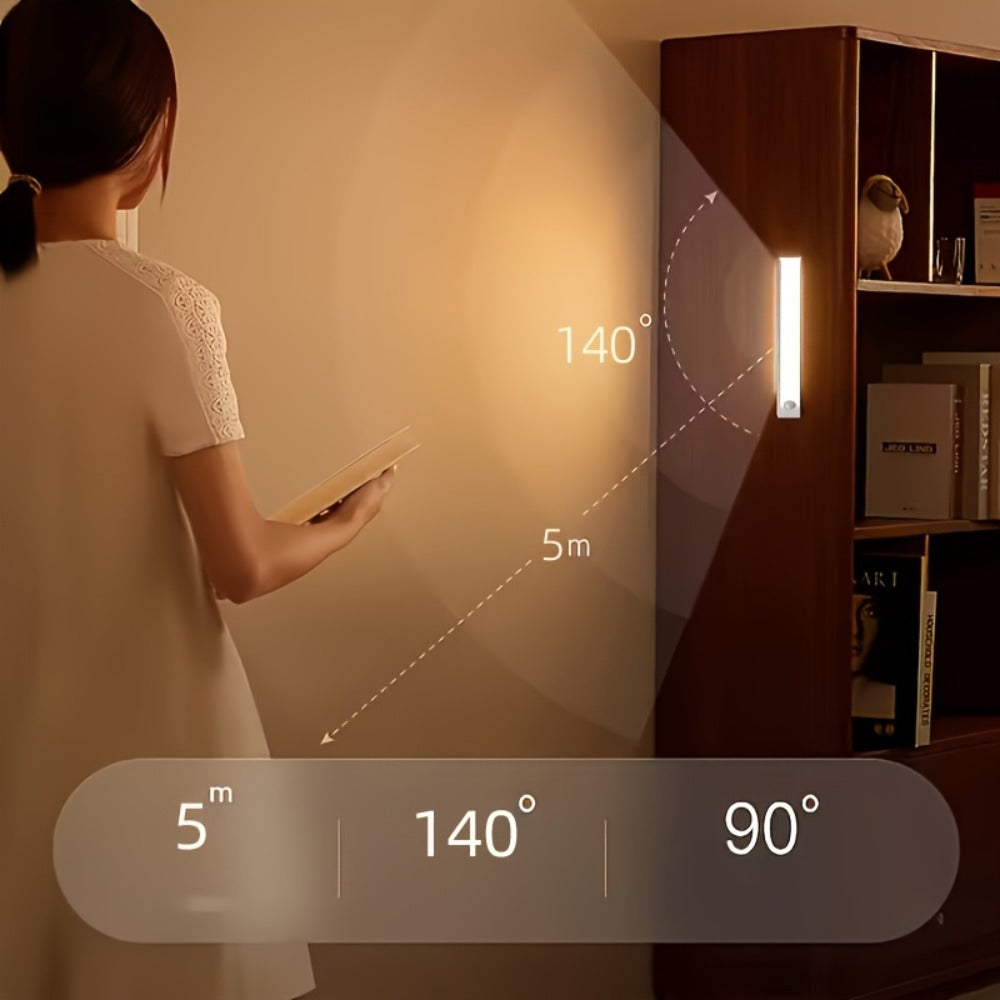 Rechargeable Motion Sensor LED Night Light 6 Pack - 400mAh USB, 3 Brightness Levels, Wireless Stick-On Bar for Cabinet, Stair, Bedroom, Kitchen & Hallway (3.94" / 7.87" / 11.8", 3 or 6 Pack)
