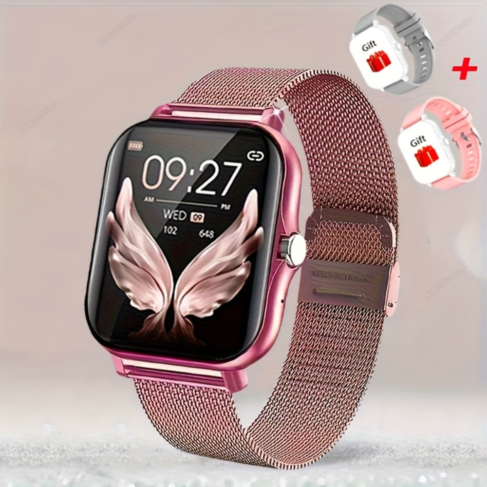 Stainless Steel Smartwatch 1.83 Inch 304L Alloy Body HD Bluetooth 5.0 Calling Music Player Multi Sport Mode Multiple Watch Faces Full Touch Screen Compatible with Android iPhone – Black Gold Pink Silver