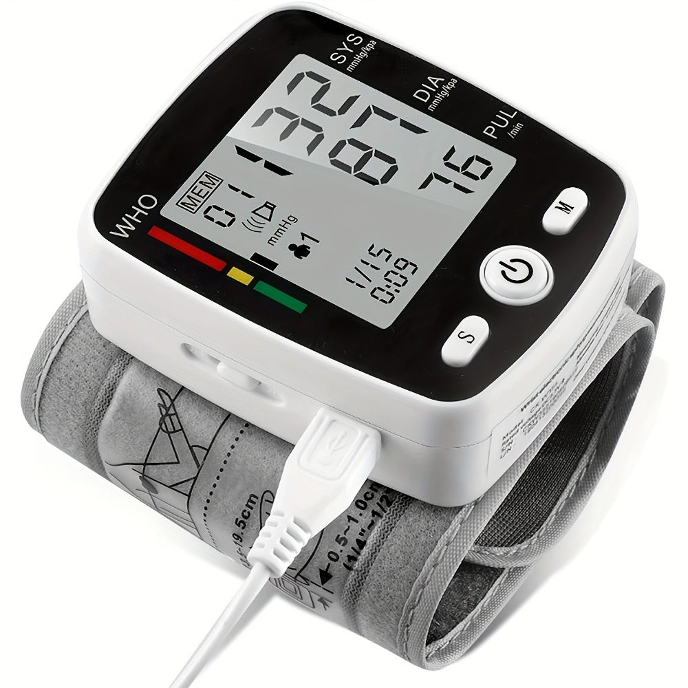 Wrist Blood Pressure Monitor Rechargeable - Digital BP Monitor with Large LCD, Voice Broadcast, 2×99 Memory & USB Charging, Portable Wrist Cuff for Home & Travel, Optional Bundle with Pulse Oximeter