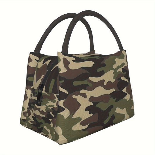 Insulated Lunch Bag, Reusable Polyester Tote with Zipper, 11 x 6.5 x 7 Inches