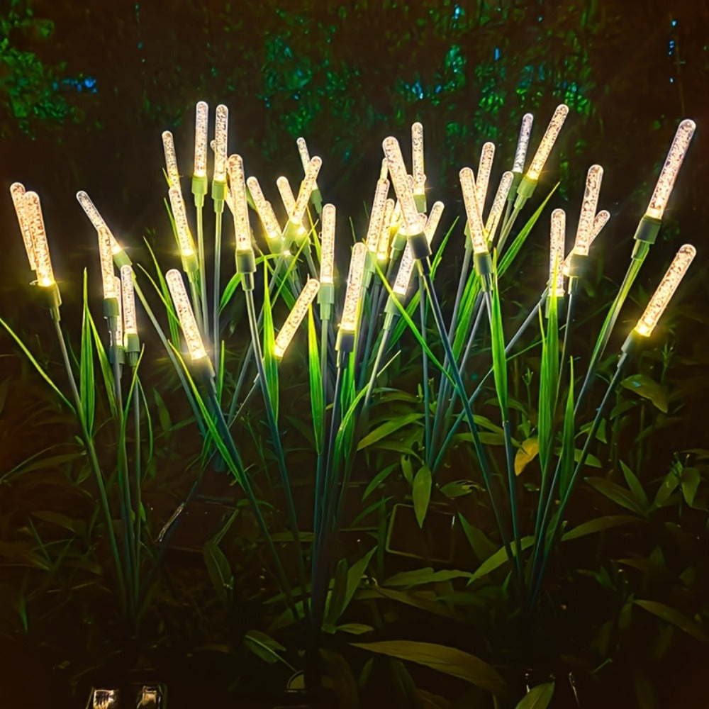 Solar Bubble Pathway Lights Outdoor 4 Pack – IP44 Waterproof Acrylic Reed Stake Lights Auto On/Off Dusk to Dawn | Warm White Solar Powered LED for Garden, Yard, Driveway, Walkway & Patio Decor