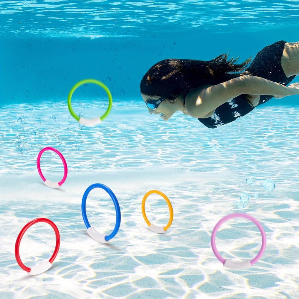 Diving Rings Pool Toys, 8-Piece Underwater Retrieval Set