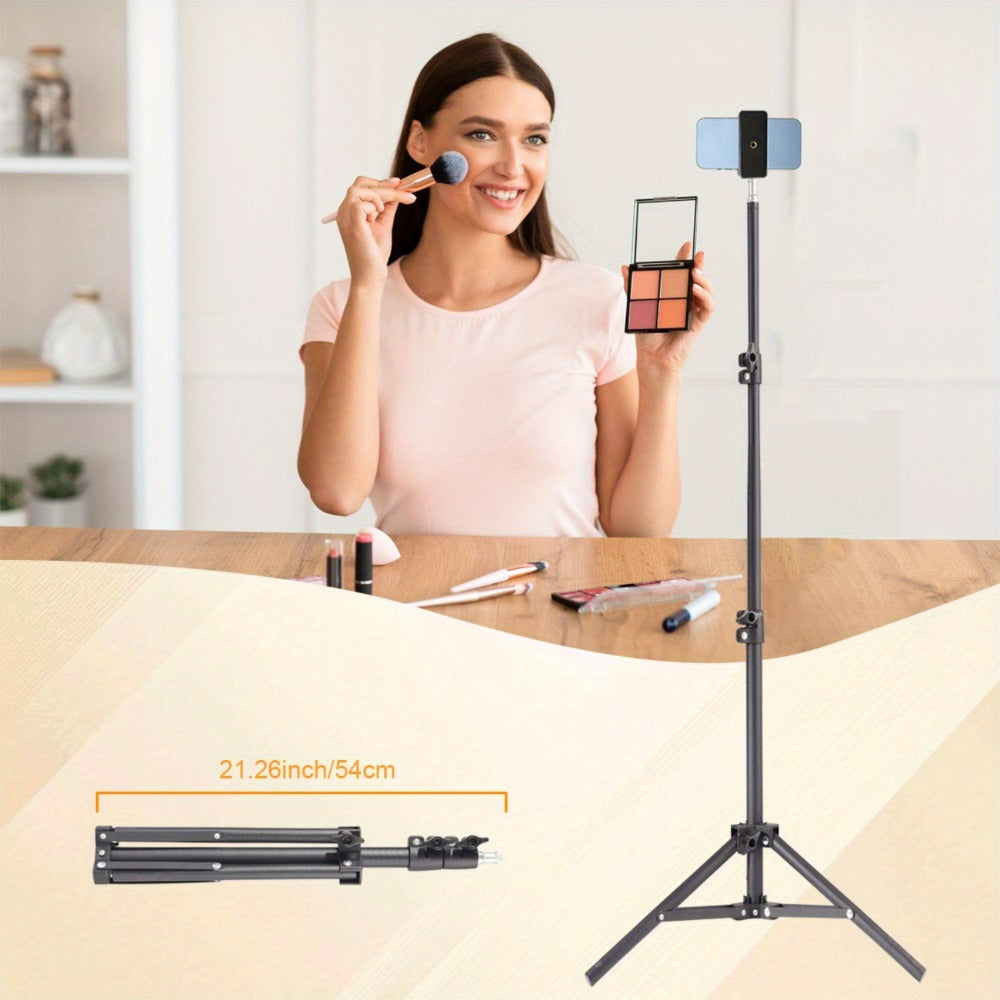 Gooseneck Phone Tripod Stand 63 Inch Flexible with Secure Phone Holder & Retractable Aluminum Base – Portable Adjustable Height for iPhone Android Vlogging Live Streaming Cooking Fitness Video Recording