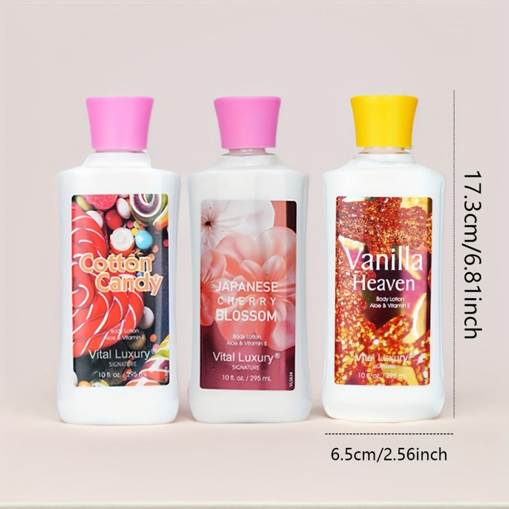 Scented Body Lotion & Hand Cream Vitamin C Glycerin Deep Moisturizing - Japanese Cherry Blossom Vanilla Cotton Candy Dry Skin Hydrating Lotion Women Men All Skin Types Gift