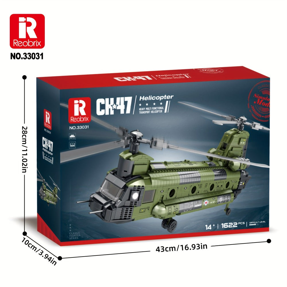 CH-47 Chinook Helicopter Building Set, 1,622-Piece MOC Model