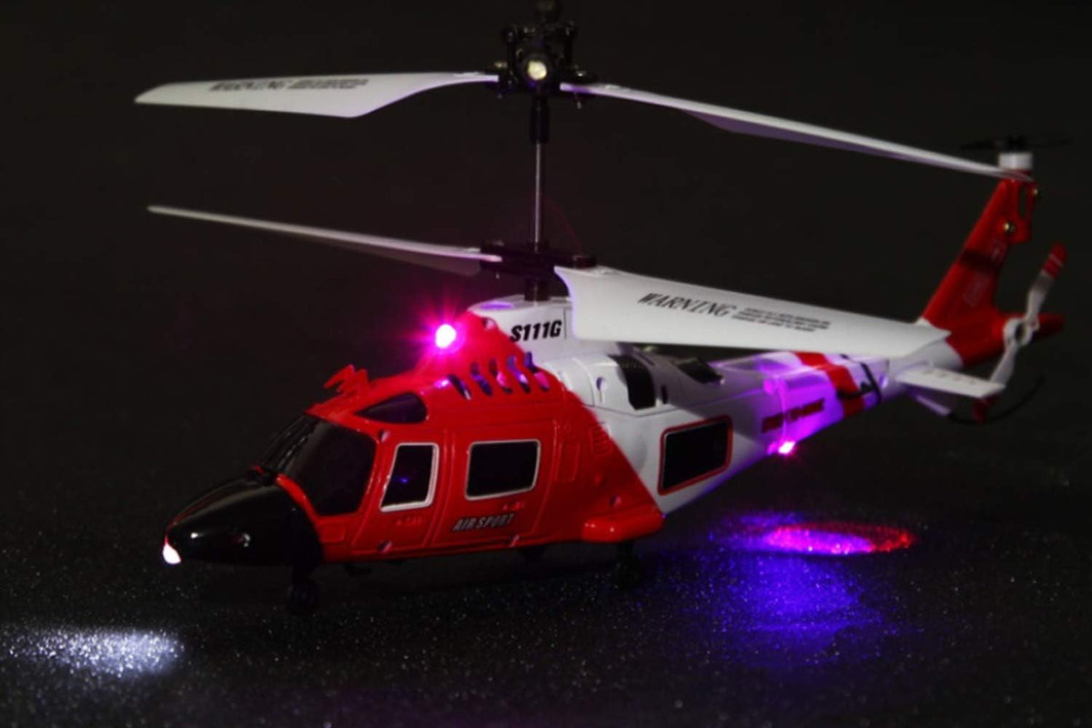 SYMA S111G Coast Guard RC Helicopter 3-Channel Gyro Stabilized Mini Indoor Helicopter LED Lights 5-6 Min Flight Time | Beginner-Friendly RC Aircraft for Kids Teens Adults | Birthday Gift