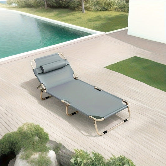 Folding Camping Cot with 1200D Fabric, Gray Outdoor Bed without Mattress