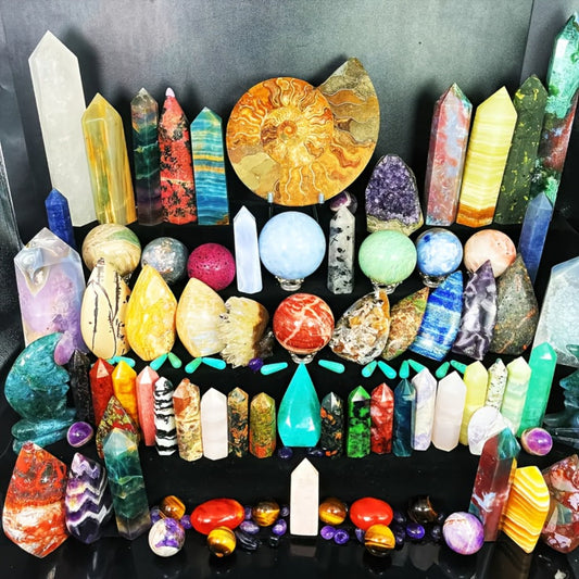 Crystal Gemstone Box Set with Assorted Shapes & Colors for Collecting and Decor