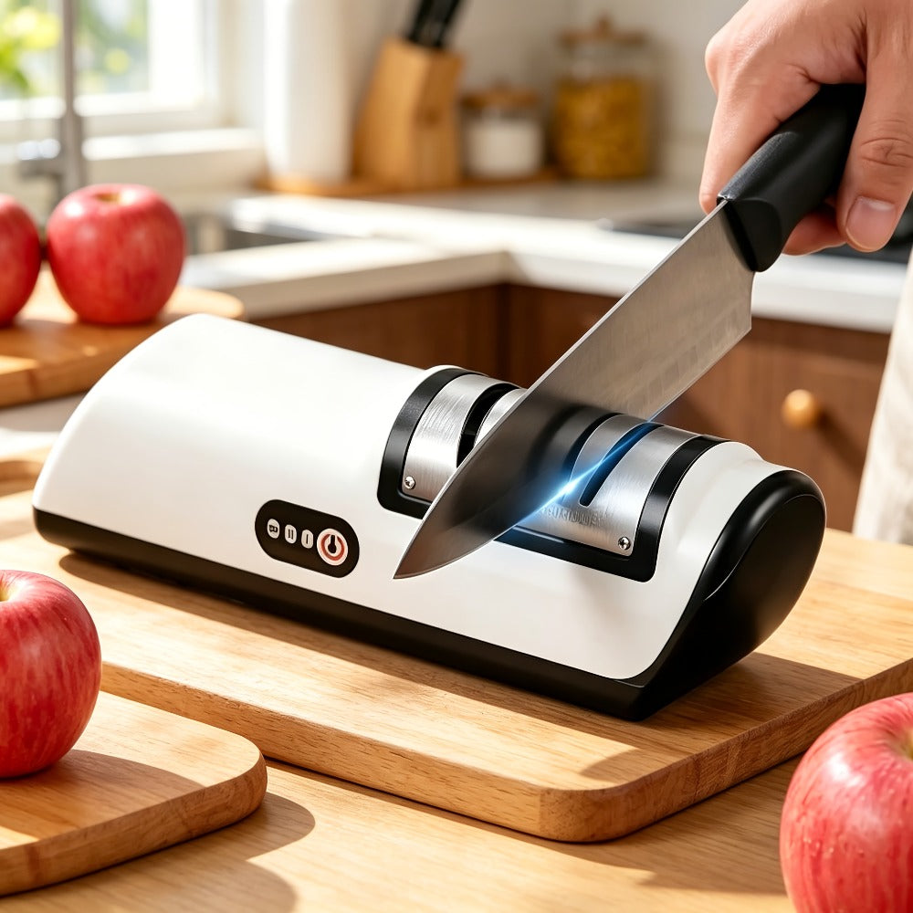 Electric Knife Sharpener USB Rechargeable Professional Knife Grinder & Polisher – Fast Sharpening for Chef Knives, Fruit Knives & Kitchen Blades, Portable Cordless Design for Home & Outdoor Use