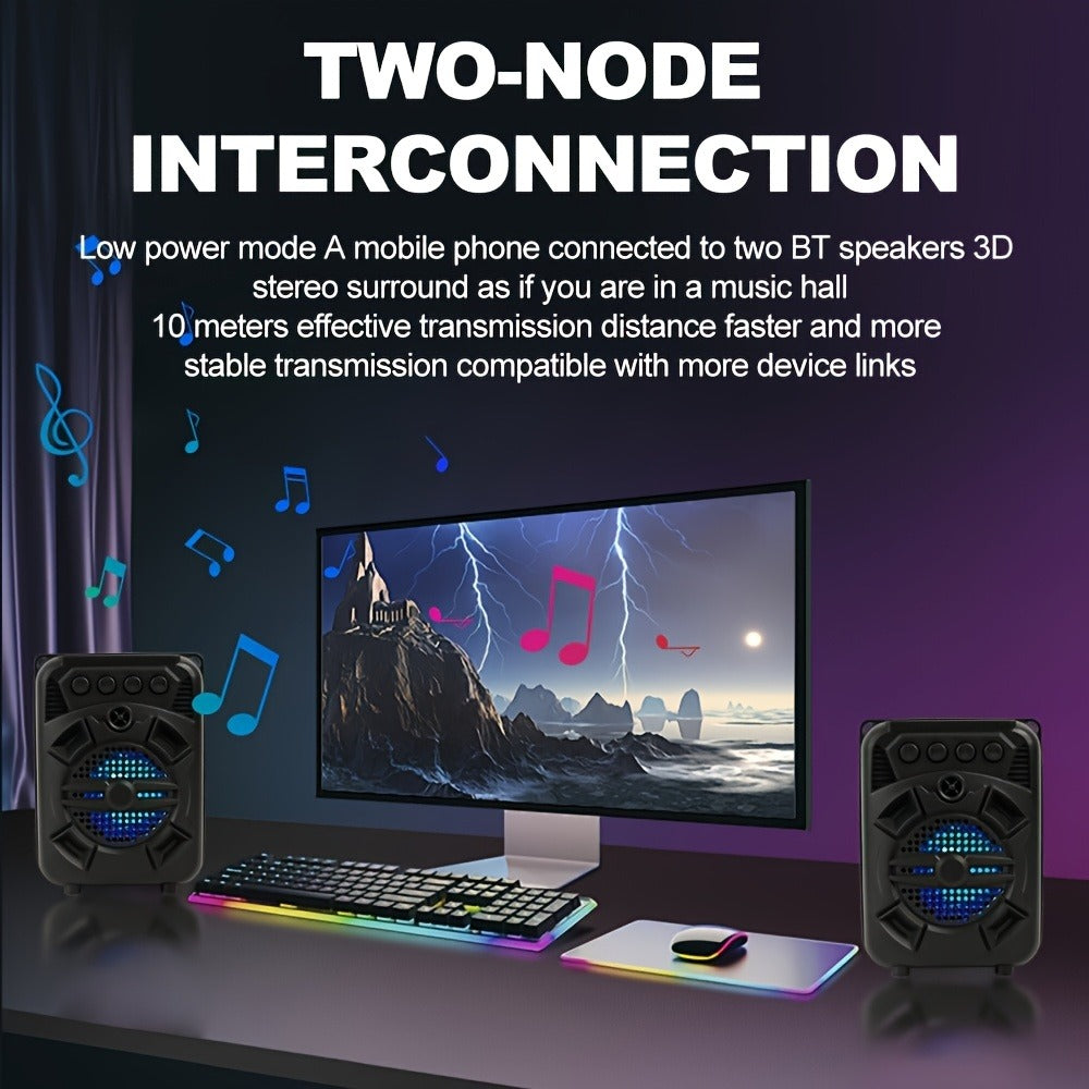 LED Light Portable Wireless Bluetooth Speaker Extra Bass Stereo Sound 10 Hours Playtime Compact Speaker for Shower Outdoor Beach Home Party Compatible with Smartphones Tablets Gifts for Men Women
