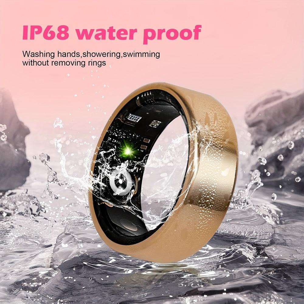 Smart Ring Health & Fitness Tracker Titanium – IP68 Waterproof, Sleep Heart Rate Step Calorie Stress Monitor, BLE 5.3 Magnetic Charging, Android iOS Compatible | Men Women Gift | Black Silver