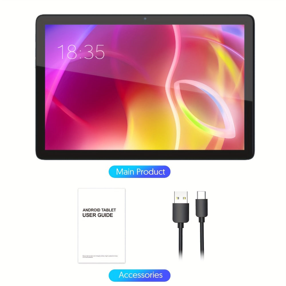 128GB Tablet Android 14 10 Inch 11 Inch 8GB RAM 8000mAh Battery Octa-Core WiFi 6 1TB Expandable 8MP Dual Camera FHD IPS Display Optional Keyboard Set – Grey & Green
