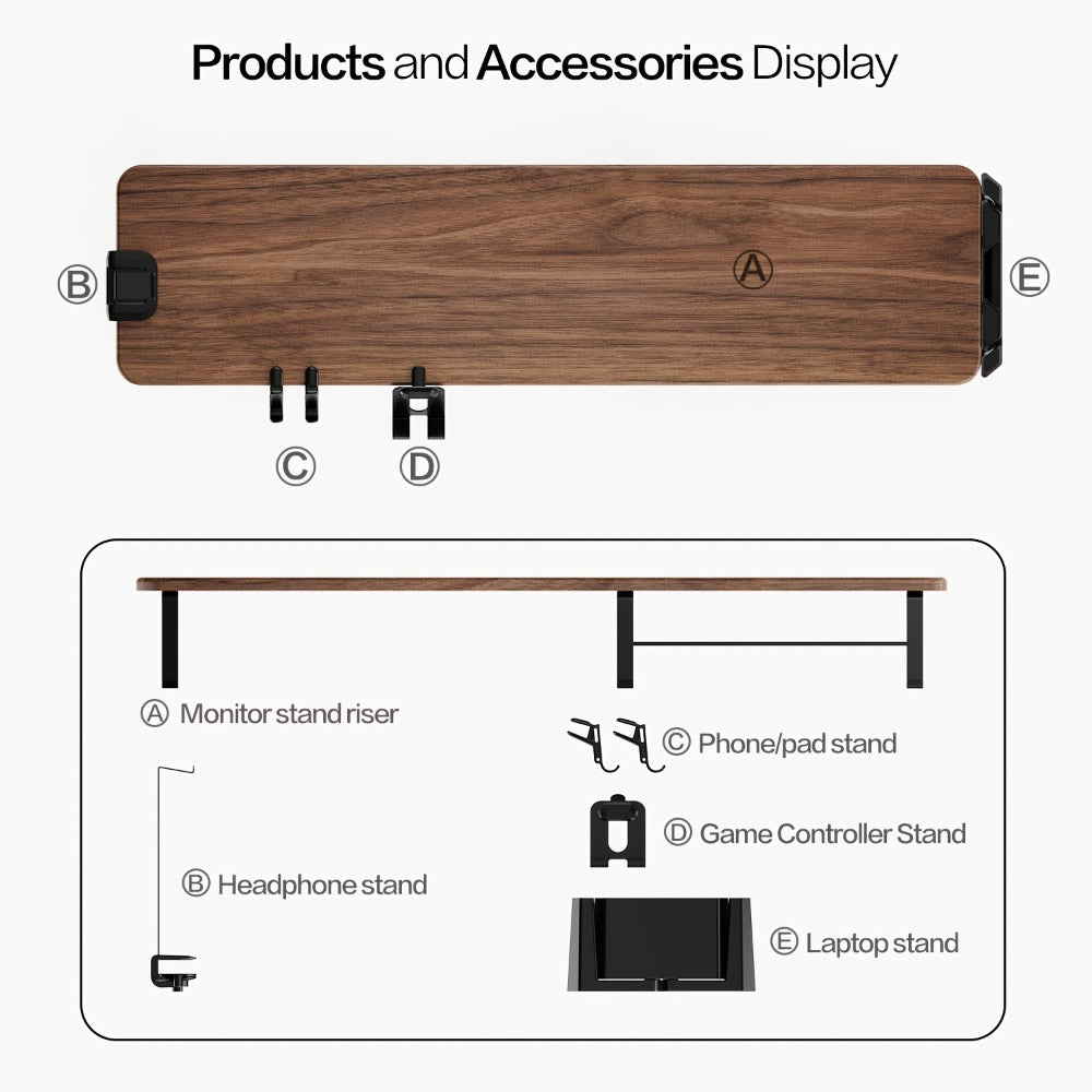 Monitor Stand Organizer with Headset Holder Phone Stand & Game Controller Holder, Versatile Desktop Riser for Computer Monitor Laptop, Gaming & Home Office Desk Organizer