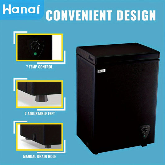Chest Freezer, 3.8 Cu Ft with 7-Level Temperature Control & Removable Basket