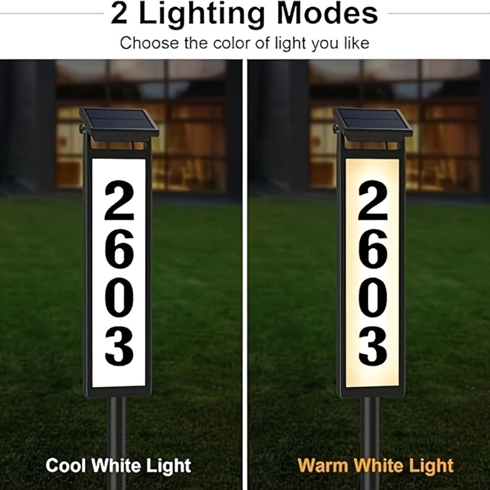 Solar House Number Light LED – DIY Address Sign with 38 LEDs, Switchable Warm & Cool White, IP44 Weatherproof, 270° Solar Panel, Auto On/Off for Home, Yard, Farm & Garden