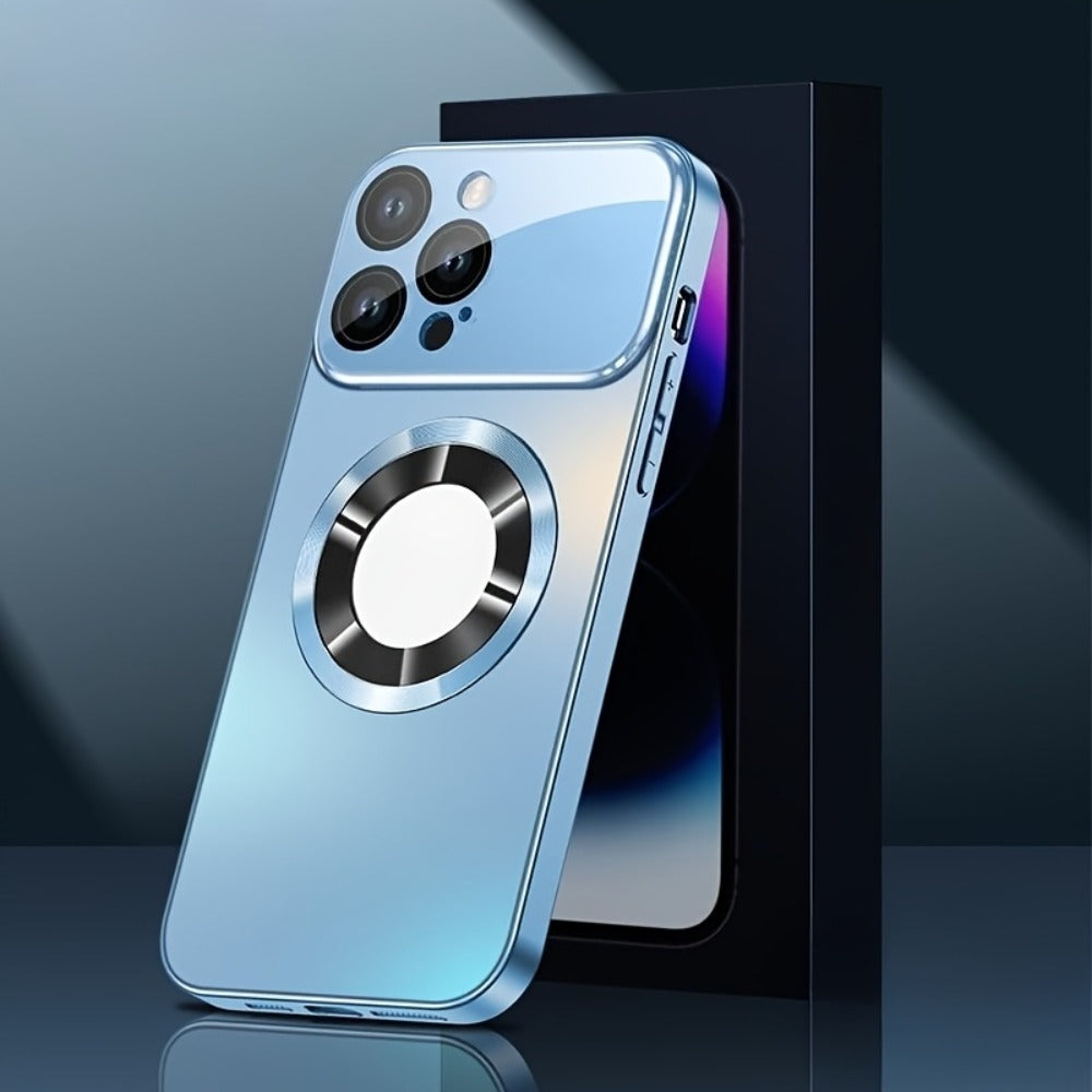 MagSafe iPhone Case Matte Titanium with Built-In Glass Lens Protector for iPhone 17 Pro Max Air 16 15 14 Series – Shockproof Luxury Magnetic Wireless Charging Cover
